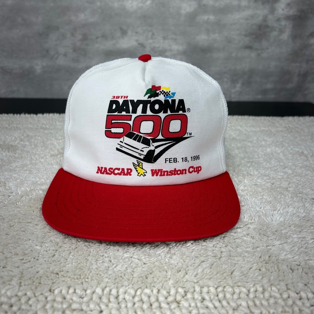 90s Vintage‎ Dayton 500 Mesh Snapback Trucker Hat OSFA Winston Nascar Two Tone